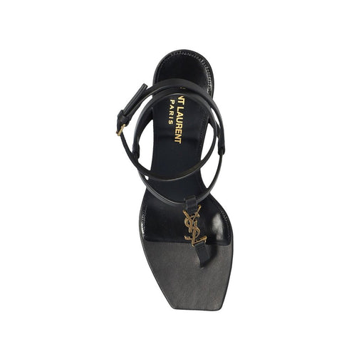 Saint Laurent Cassandra Heeled Sandals – Women's Black Leather YSL Heels