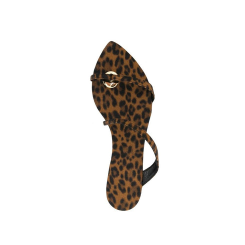 Saint Laurent Tanger Flat Sandals – Women's Leopard Print Fabric Thong Slides