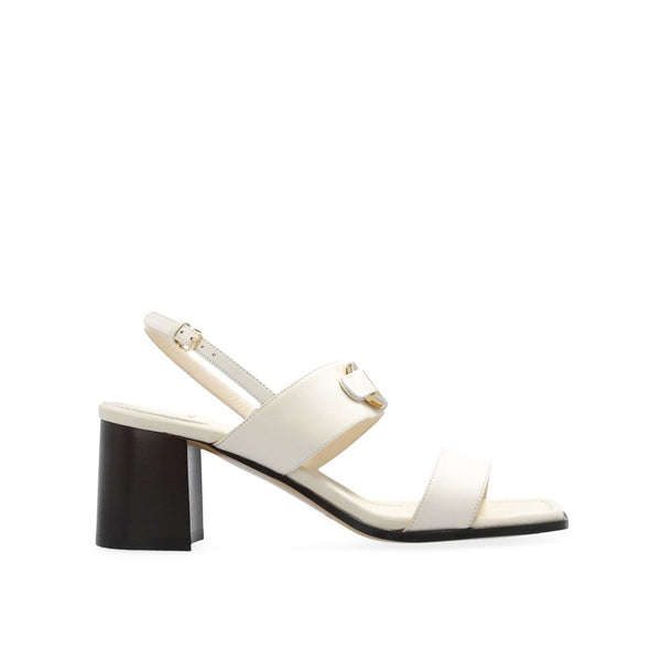 Salvatore Ferragamo Lou Block Heel Sandals White Calf Leather - Women’s