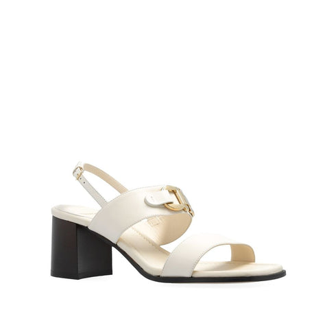 Salvatore Ferragamo Lou Block Heel Sandals White Calf Leather - Women’s