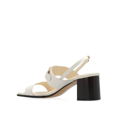 Salvatore Ferragamo Lou Block Heel Sandals White Calf Leather - Women’s