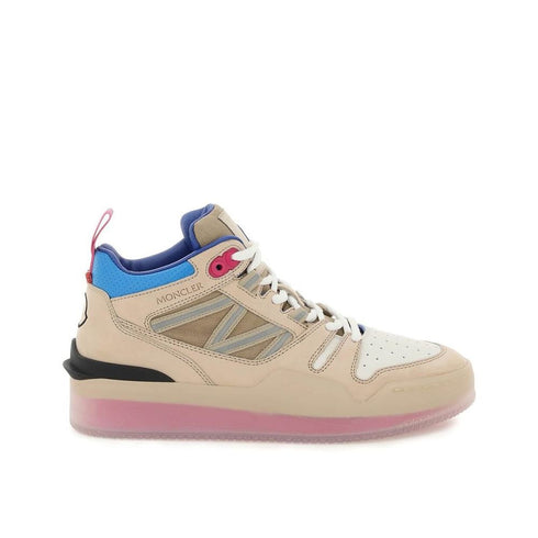 Moncler Pivot Sneakers Beige White Blue Pink High-Top Leather Shoes for Women