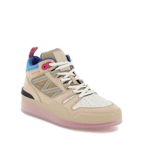 Moncler Pivot Sneakers Beige White Blue Pink High-Top Leather Shoes for Women