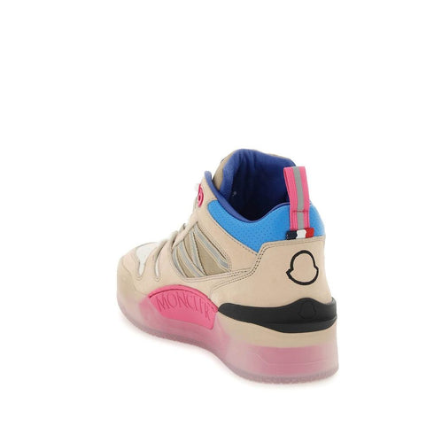 Moncler Pivot Sneakers Beige White Blue Pink High-Top Leather Shoes for Women