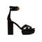 Balmain Ava Platform Sandals Black Silk High Heel Open Toe Shoes for Women