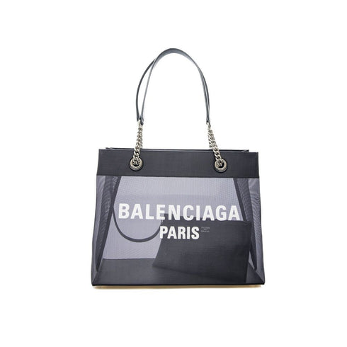 Balenciaga Duty Free Shopper Tote Bag – Black Transparent Polyester Bag for Women
