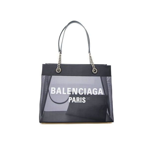 Balenciaga Duty Free Shopper Tote Bag – Black Transparent Polyester Bag for Women