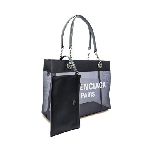 Balenciaga Duty Free Shopper Tote Bag – Black Transparent Polyester Bag for Women