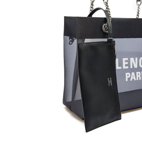 Balenciaga Duty Free Shopper Tote Bag – Black Transparent Polyester Bag for Women