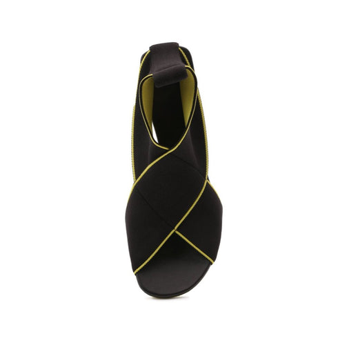 Bottega Veneta Black Yellow Flex Logo Heel Sandals for Women