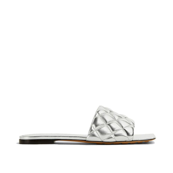 Bottega Veneta Silver Padded Leather Flat Sandals for women