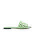 Bottega Veneta Metallic Green Padded Leather Flat Sandals - Women’s