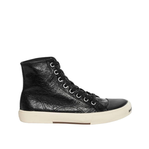 Balenciaga Paris Black Calf Leather High-Top Sneakers Shoes