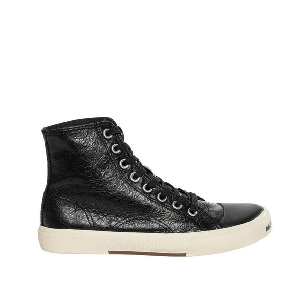 Balenciaga Paris Black Calf Leather High-Top Sneakers Shoes