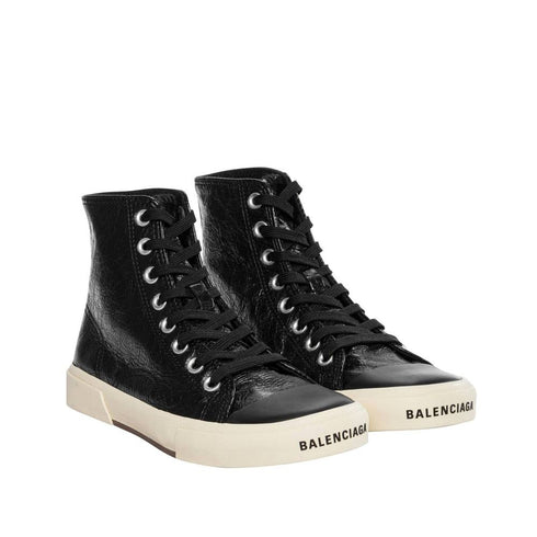 Balenciaga Paris Black Calf Leather High-Top Sneakers Shoes