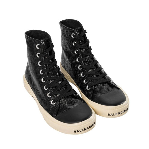 Balenciaga Paris Black Calf Leather High-Top Sneakers Shoes