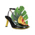 Loewe Petal Monstera Sandals Black Yellow Leather Women’s Heels