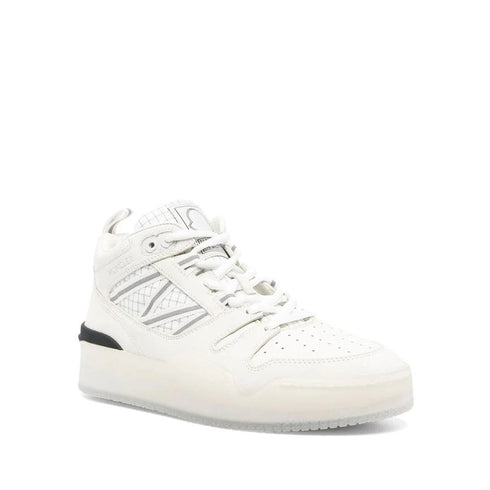 Moncler Pivot Sneakers White Leather Low-Top Lace-Up Shoes for Women