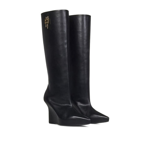 Givenchy G-Lock Boots Black Calf Leather Women’s Wedge