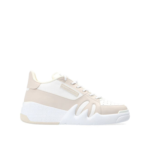 Giuseppe Zanotti Talon Sneakers – White Beige Calf Leather Low-Top Lace-Up Shoes – Women’s