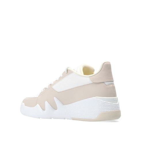 Giuseppe Zanotti Talon Sneakers – White Beige Calf Leather Low-Top Lace-Up Shoes – Women’s
