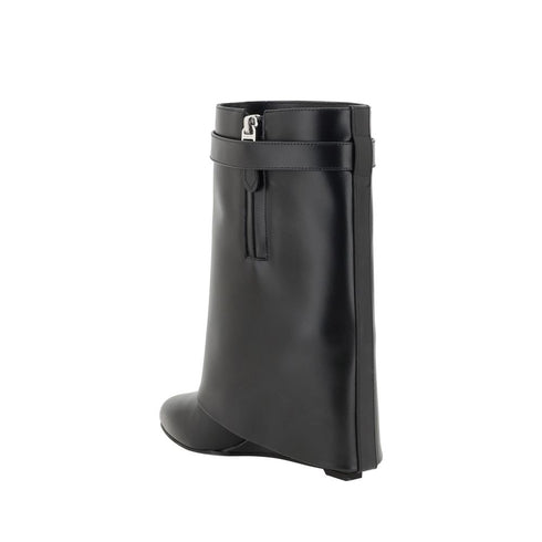 Givenchy Shark Lock Ankle Boots Black Calf Leather Women’s Wedge Boots