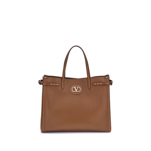 Valentino Garavani Antibes Medium Tote Bag Brown Leather Women