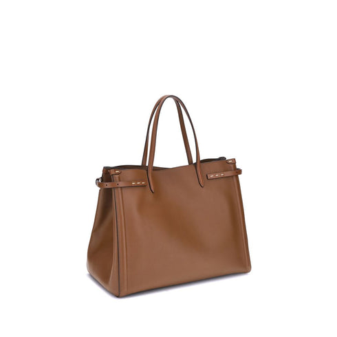 Valentino Garavani Antibes Medium Tote Bag Brown Leather Women