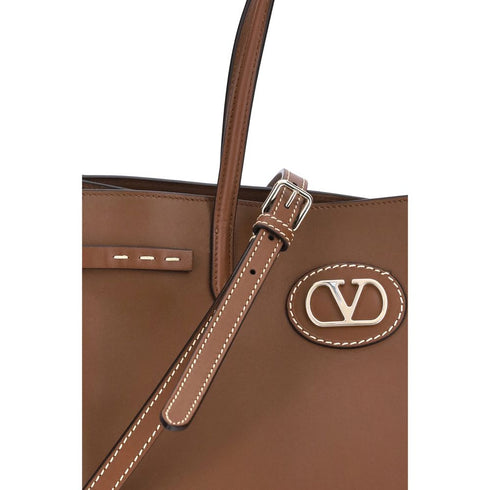 Valentino Garavani Antibes Medium Tote Bag Brown Leather Women