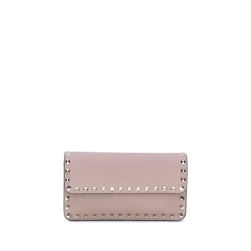 Valentino Garavani Rockstud Pink Leather Pochette with Chain for Women