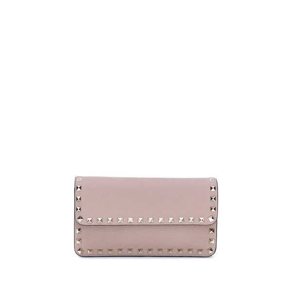 Valentino Garavani Rockstud Pink Leather Pochette with Chain for Women