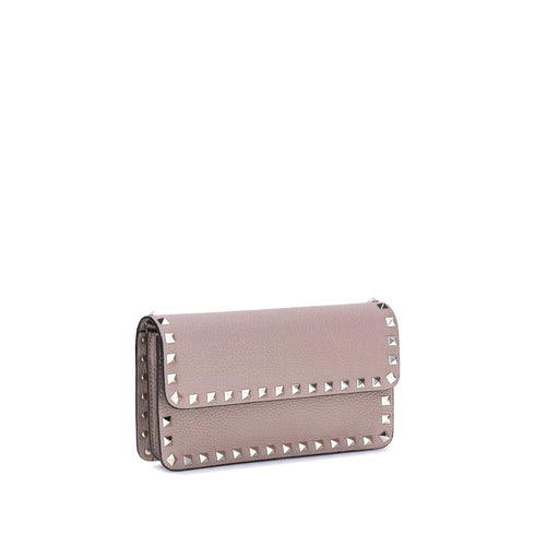 Valentino Garavani Rockstud Pink Leather Pochette with Chain for Women