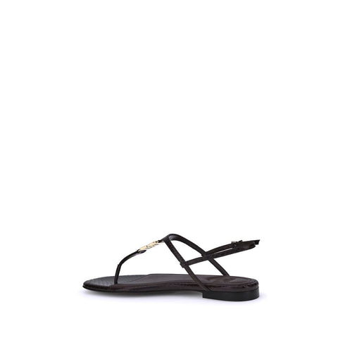 Fendi FFold Sandals Dark Purple Ayers Leather Flat T-Bar Women’s