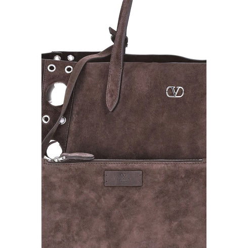 Valentino Garavani Nellcôte Dark Brown Suede Tote Bag for Women