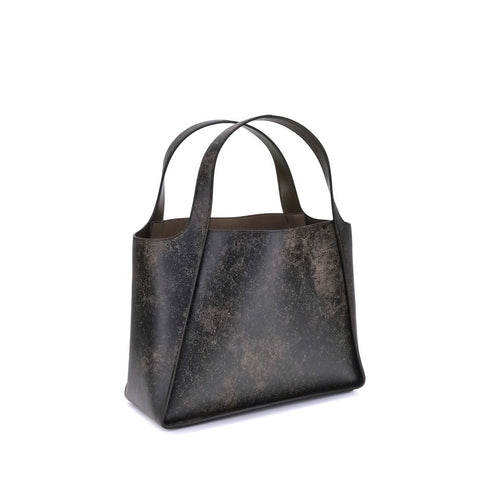 Stella McCartney Aged Effect Tote Bag Black Calf Leather for Women