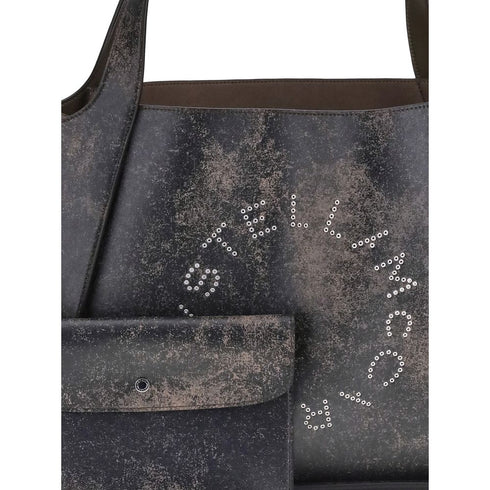 Stella McCartney Aged Effect Tote Bag Black Calf Leather for Women