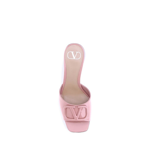 Valentino Garavani VLogo Slide Sandals – Pink Patent Leather Block Heel Slides for Women