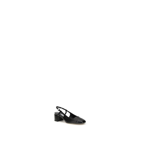 Jimmy Choo Elisa Black Leather Slingback Block Heel Pumps – Women’s Sandals