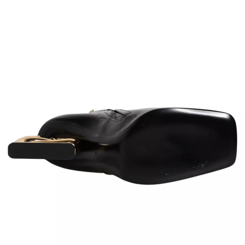 Dolce & Gabbana Jackie Mid Calf Boots Black Leather Women's Shoes