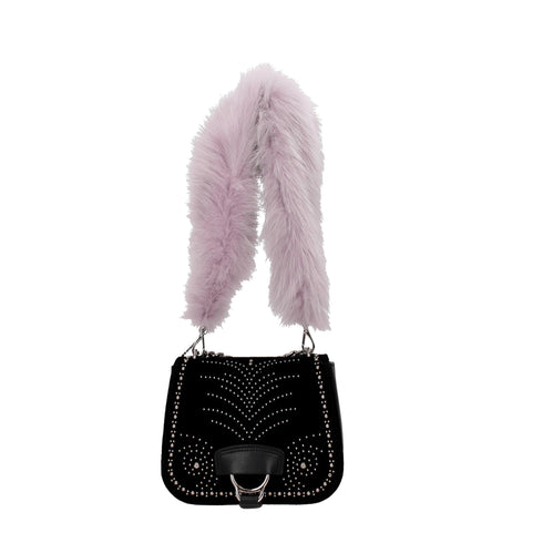 Miu Miu Shoulder Strap in Purple Faux Fur with Silver Hardware for Women