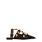 Valentino Garavani Women's Brown Leather Studded Flat Sandals