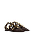 Valentino Garavani Women's Brown Leather Studded Flat Sandals