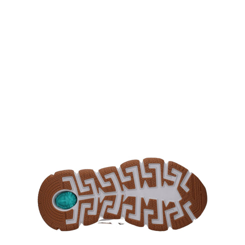 Versace White and Grey Leather Sport Sneakers Shoes with Logo Detail for Women