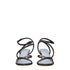 Fendi Women's Black Brown Silver Leather Mid Heel Flat Sandals
