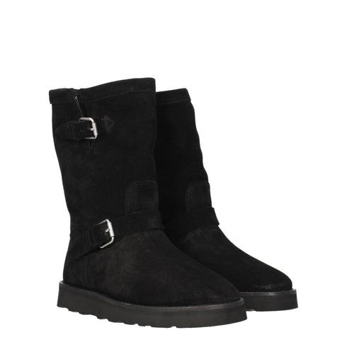 Kenzo Black Suede Ankle Boots – Women's Fur Lined Buckle Closure