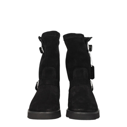 Kenzo Black Suede Ankle Boots – Women's Fur Lined Buckle Closure