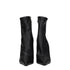 Dolce & Gabbana Black Leather Ankle Boots with Silver Logo Heel – Women’s