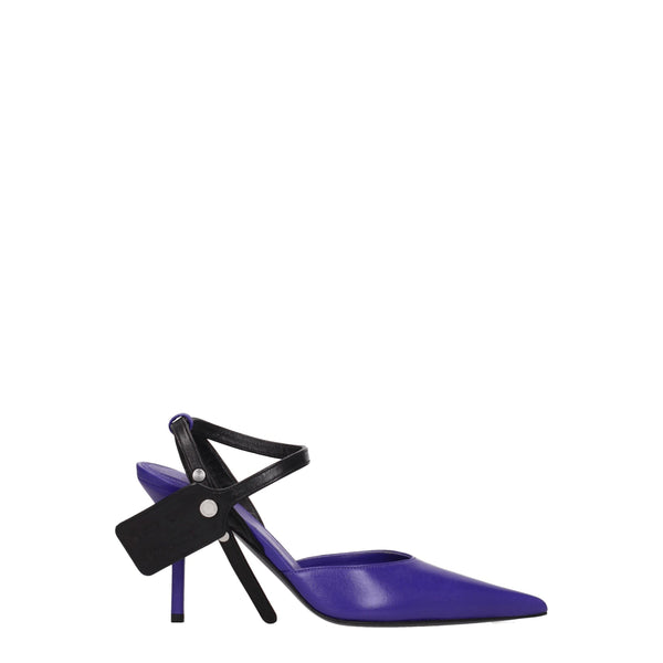Off-White Purple Leather High Heels Pointed Pumps for Women