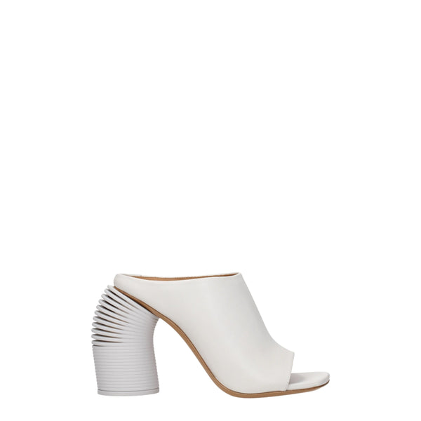 Off-White White Leather Platform Heels – Sculptural Mules - Women’s