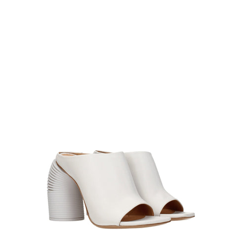 Off-White White Leather Platform Heels – Sculptural Mules - Women’s